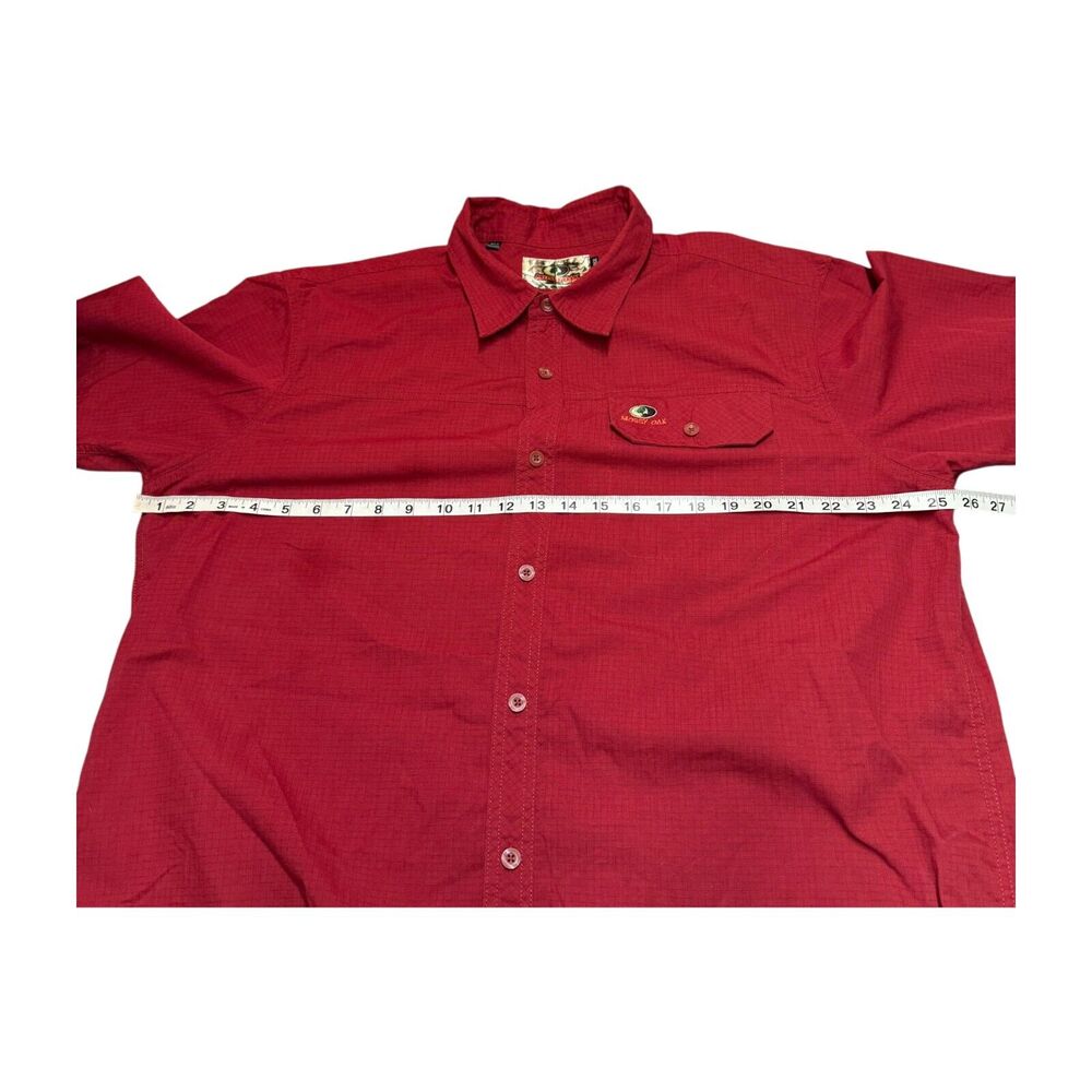 Mossy Oak Shirt Mens XL Red Plaid Cotton Classic Short Sleeve Collared Button-Up - Picture 4 of 9
